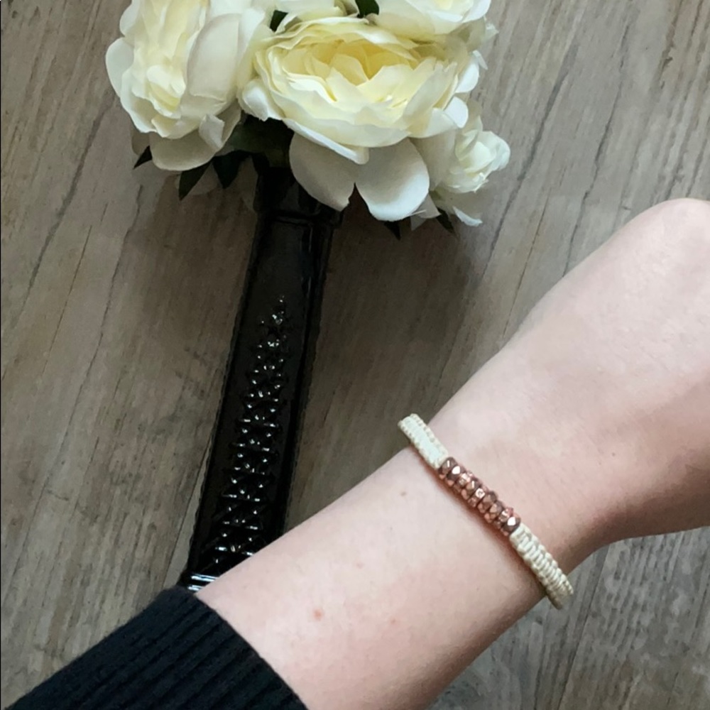fossil rose gold white rope bracelet